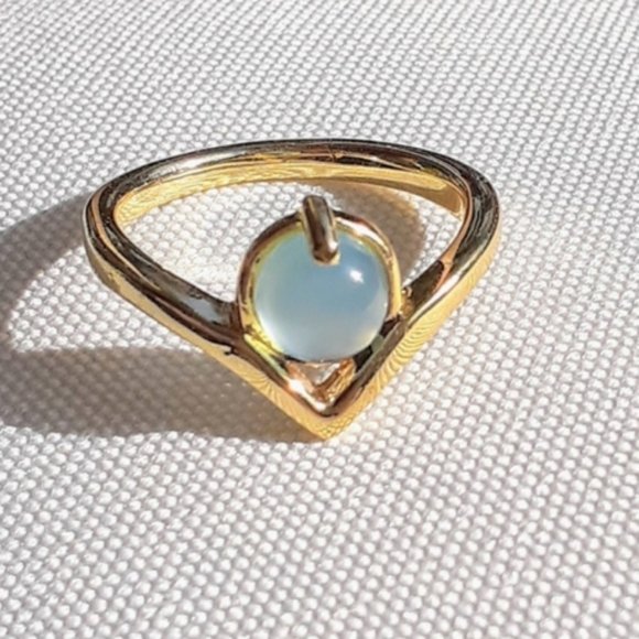 Blue Chalcedony circlet ring 24K gold plated - Picture 2 of 8